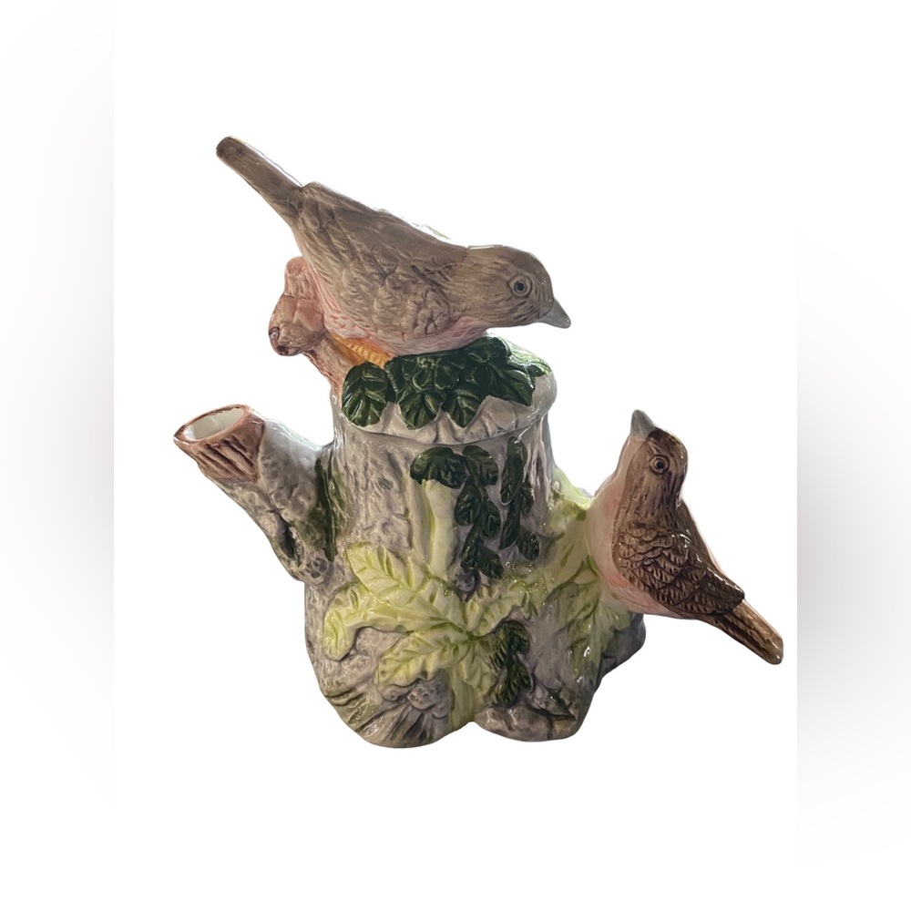 Vintage Teapot Birds on Tree FWC 7” Wide 4” Tall
